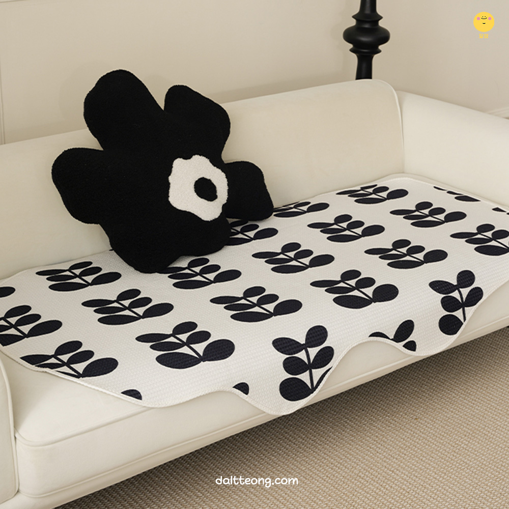 달떵 여름 린넨 플라워 쇼파 패드 커버 3인 4인 사계절 러그 토퍼 덮개 패브릭90x90