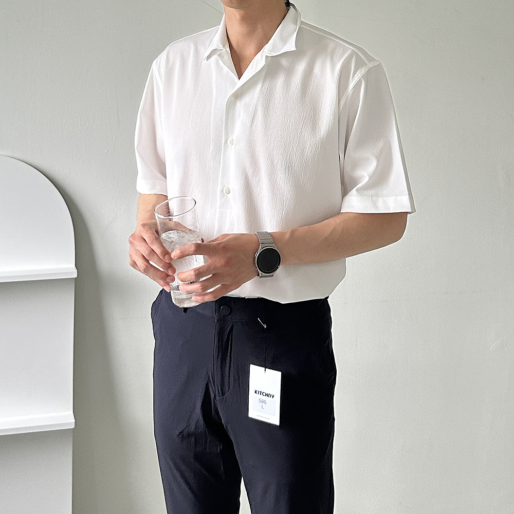 남자린넨셔츠 오버핏 오픈카라 남성남방 남자반팔셔츠 이미지 3