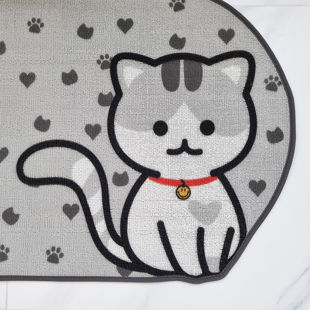 코메샵 사막화방지매트 고양이 호두 디자인 화장실 매트 가로형 90x60cm 이미지 6