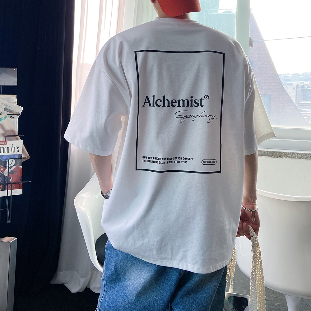 1+1 남자 오버핏 박스 레터링 커플 여름 쿨 냉장고 반팔티 - 상세 이미지 2