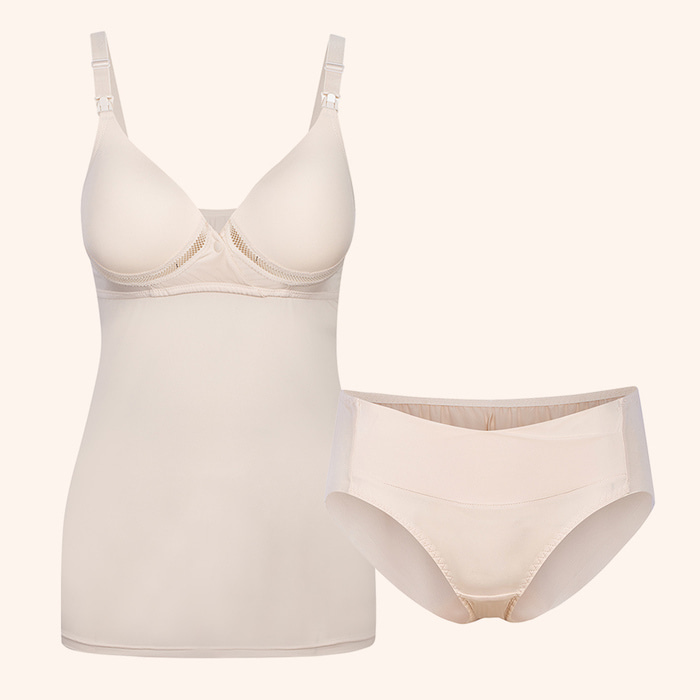 수유나시 몰입 임산부 속옷 수유 캐미솔 런닝 팬티 세트 - 상세 이미지 5