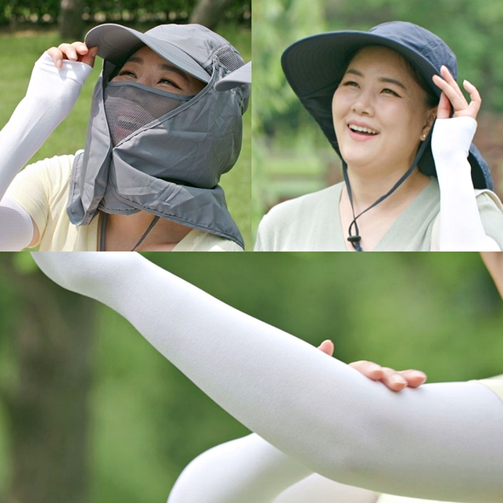 쓰고 가리고 365 썬캡 햇빛가리개 창모자 팔토시 세트 여름모자 선캡 자외선차단 - 상세 이미지 3