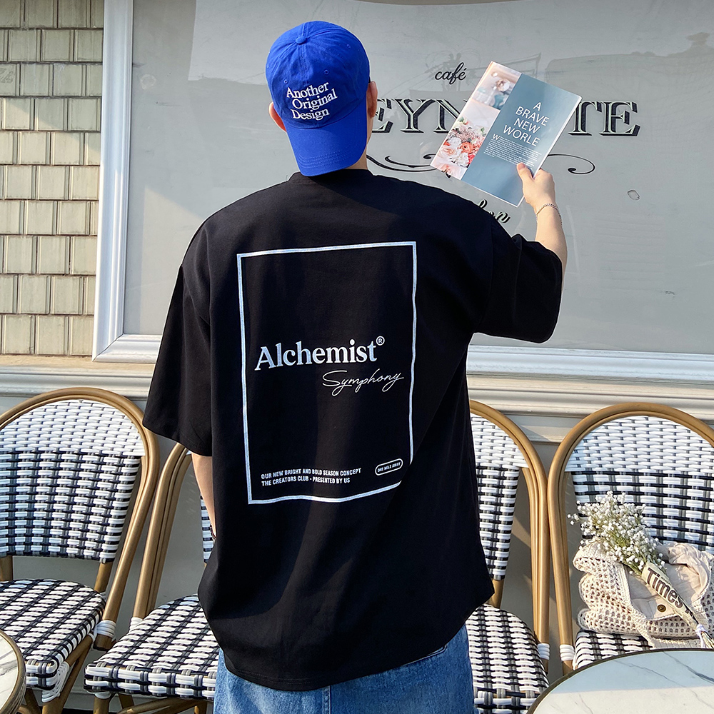 1+1 남자 오버핏 박스 레터링 커플 여름 쿨 냉장고 반팔티 - 상세 이미지 4