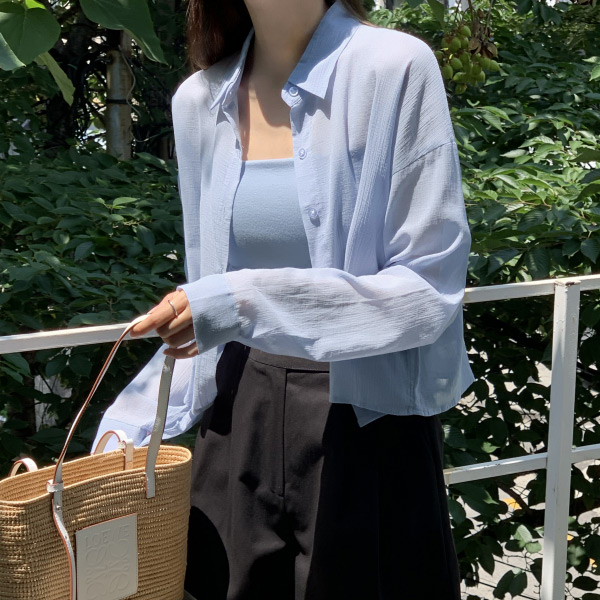 솔튼 시스루 요루 크롭 셔츠 bs7659