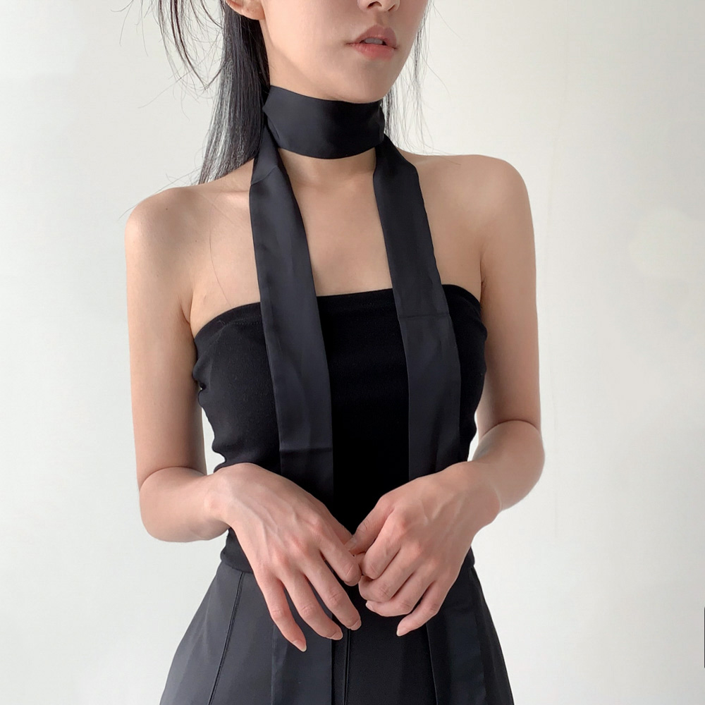 [봄스카프] 롱앤 슬림 베이직 블랙 타이 머플러 스카프 2color 상세 이미지 7