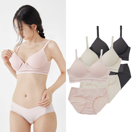 수유브라 몰입 일체형 임산부 속옷 수유 브라 팬티 세트 - 상세 이미지 3