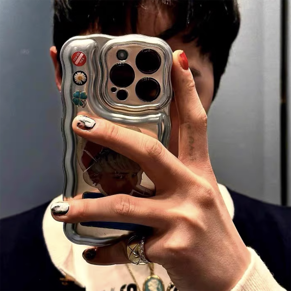 아이폰14 메탈 케이스 물결 무광실버 이미지 7