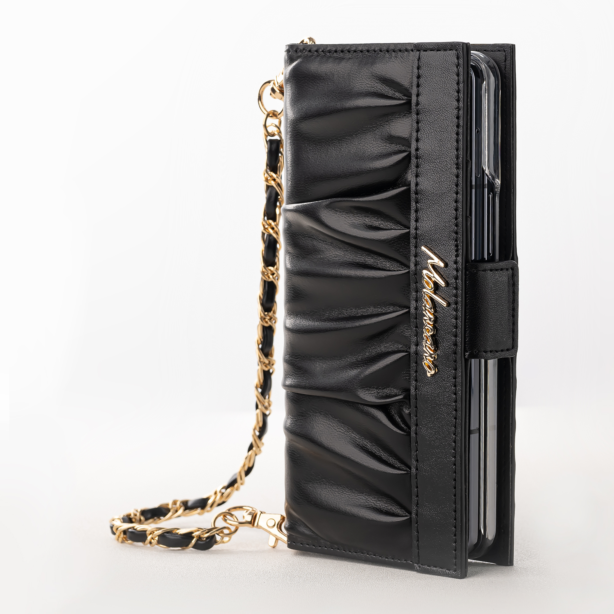 모란카노 갤럭시 Z폴드7 엘레나 스트랩 가죽 다이어리 힌지보호 핸드폰 케이스 레드 - 상세 이미지 3