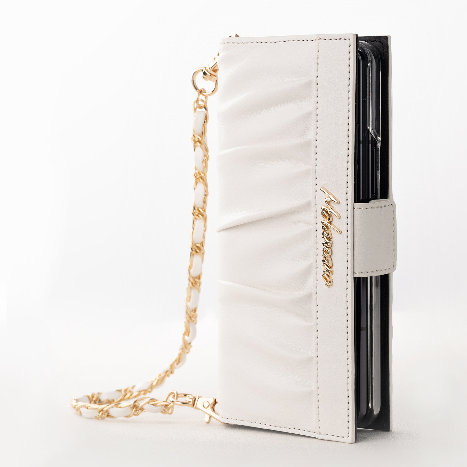 엘레나 스트랩 가죽 다이어리 지갑 핸드폰 케이스 화이트, 갤럭시Z 폴드7