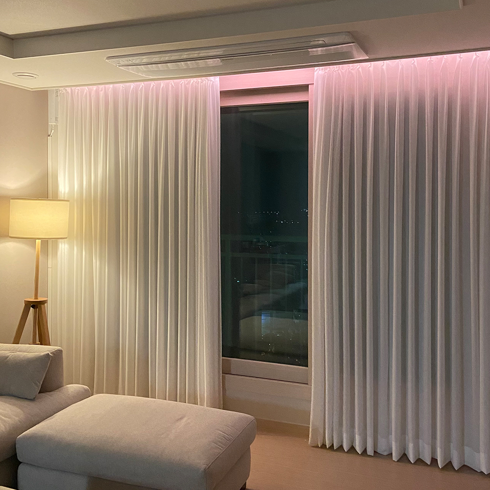 헤이홈 스마트 전동커튼 SET(레일, 모터 포함) 원격제어 양쪽열림 0cm~150cm