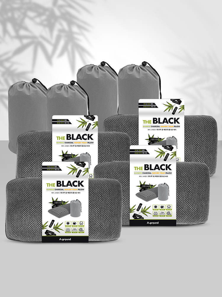 에이그라운드 더블랙 대나무숯 메모리폼 항균 베개 2+2 휴대용 캠핑 여행 차박