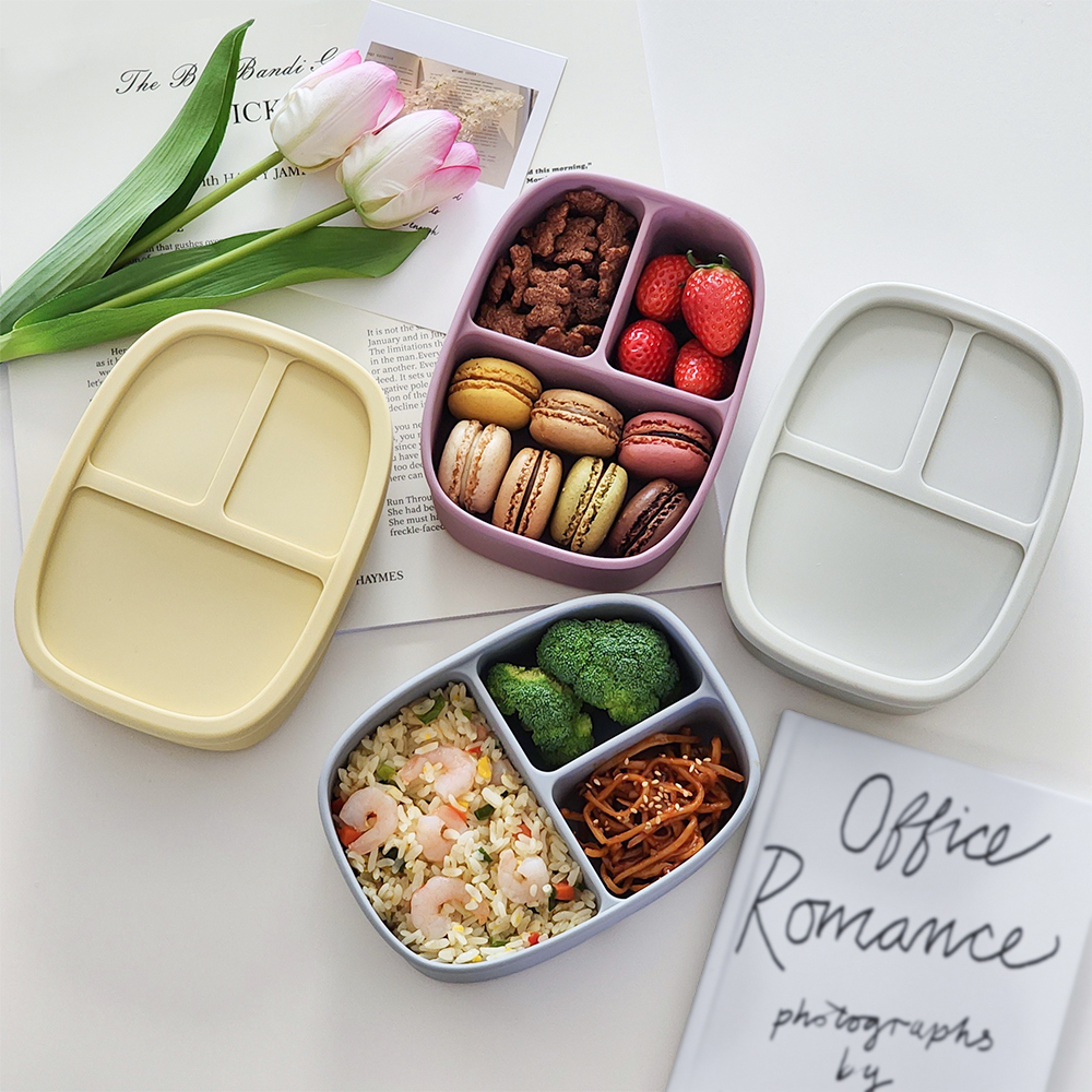 이디프 실리콘 도시락통 국산 피크닉 도시락 용기 3칸 제품 이미지