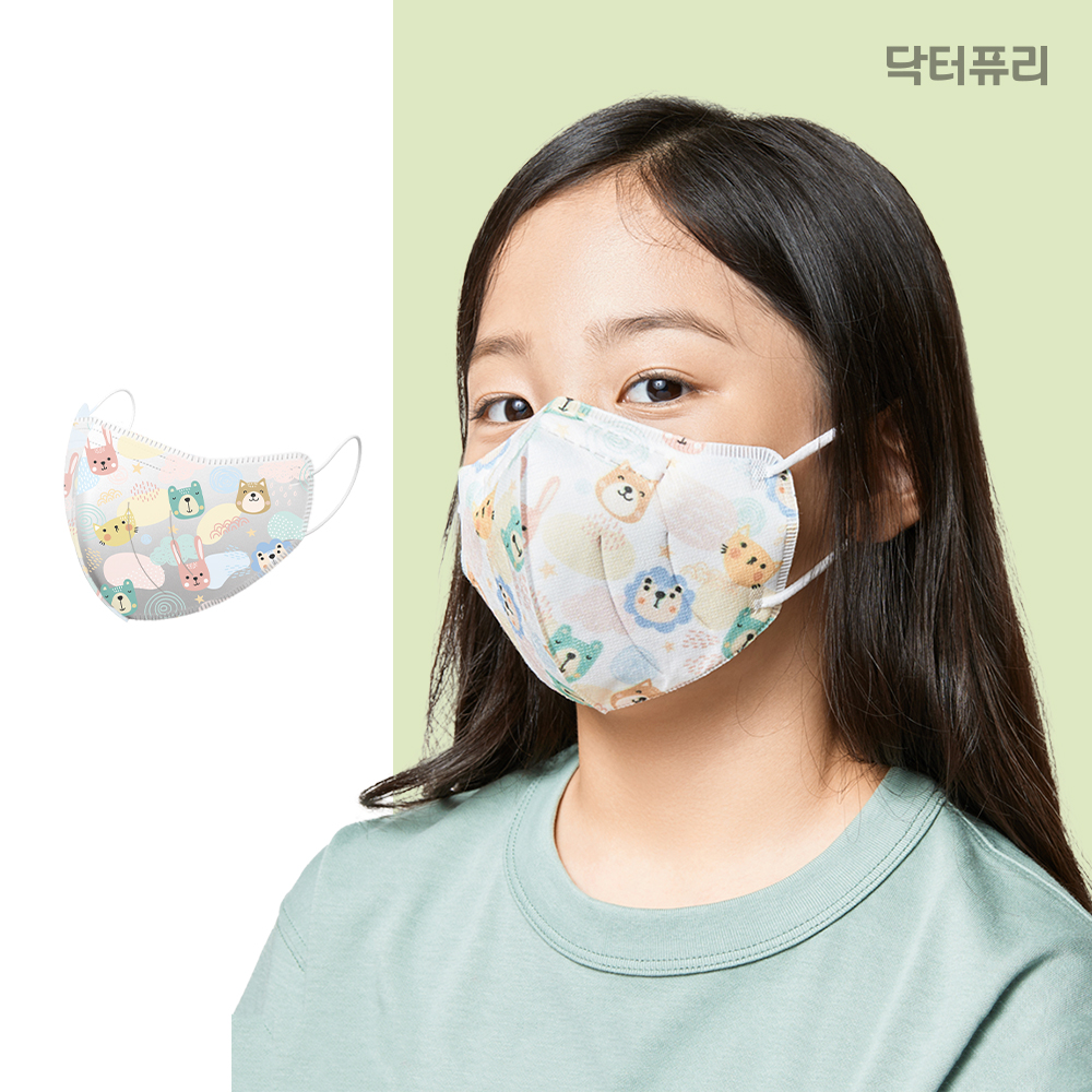 닥터퓨리 KF80 공룡 캐릭터 새부리형 황사마스크 25매 소형 키즈 유아마스크