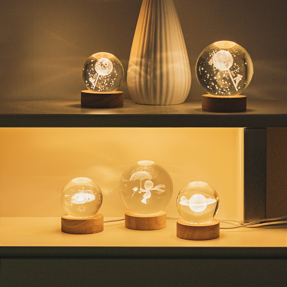 노바리빙 크리스탈 유리구슬 무드등 3D 집들이선물 인테리어 간접조명 수면등