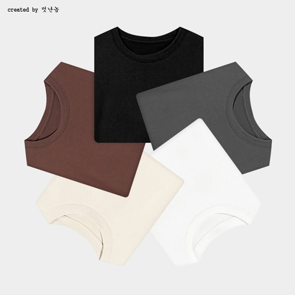 헤비코튼 남자 오버핏 반팔 박스티 무지 - 상세 이미지 3