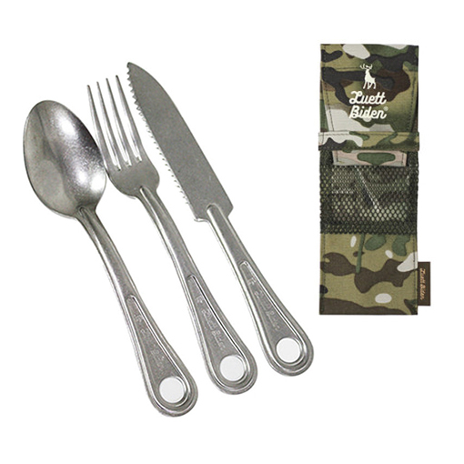 루엣비든 빈티지 ARMY 커트러리 세트 캠핑 나이프 포크 아웃도어 식기 커틀러리 멀티카모
