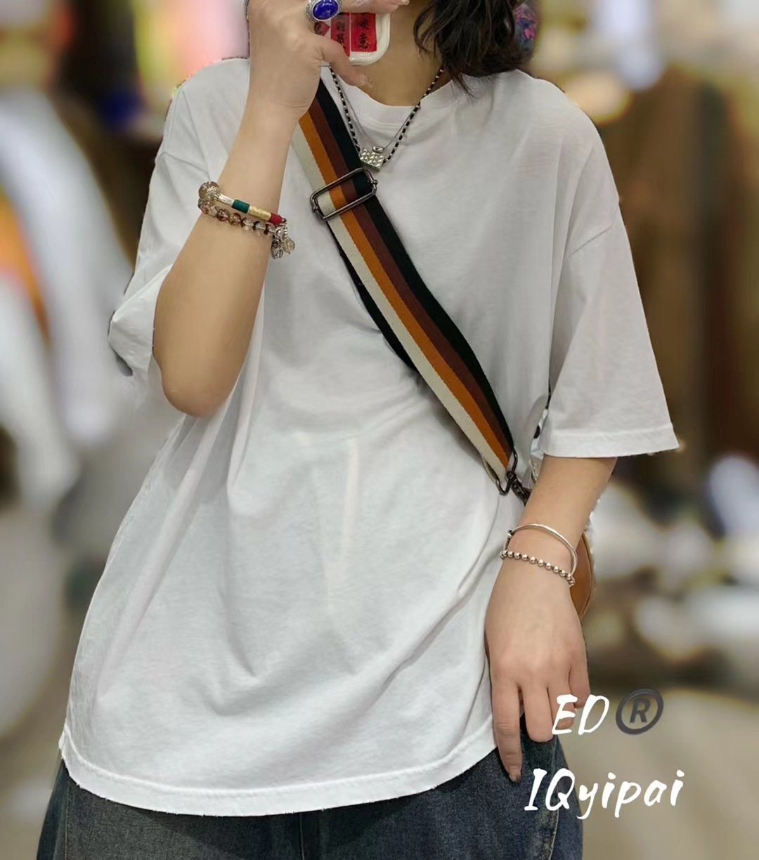 여름롱티셔츠 빈티지 워싱 순면반팔티 여성 미시옷 - 상세 이미지 3