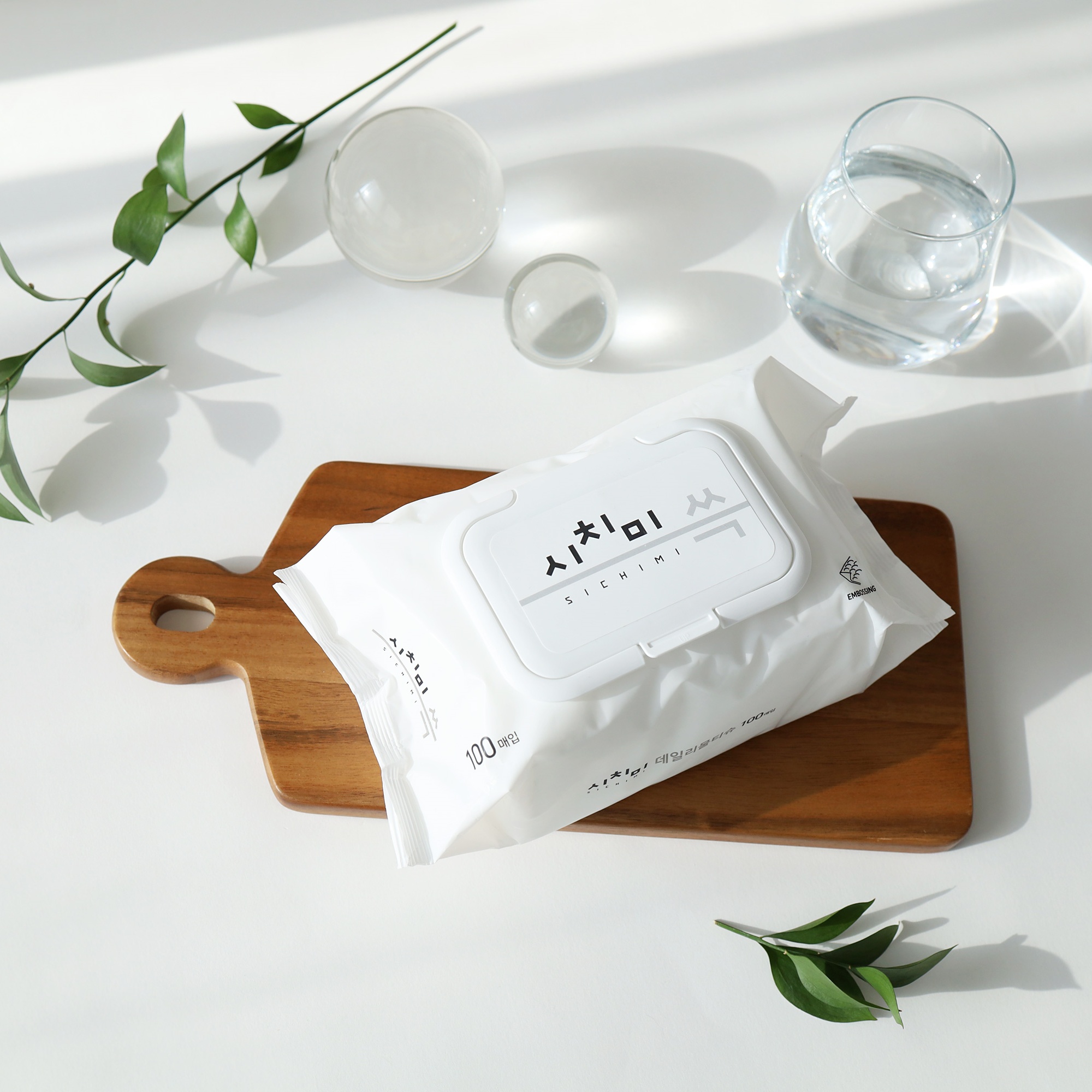 한스웰 물티슈 시치미 대용량 캡형 두꺼운 엠보싱 100매 10팩