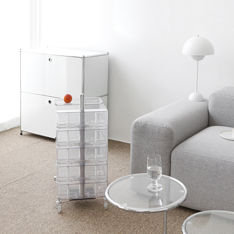 빙그리 회전서랍 트롤리 5단 투명화이트 1633.8761