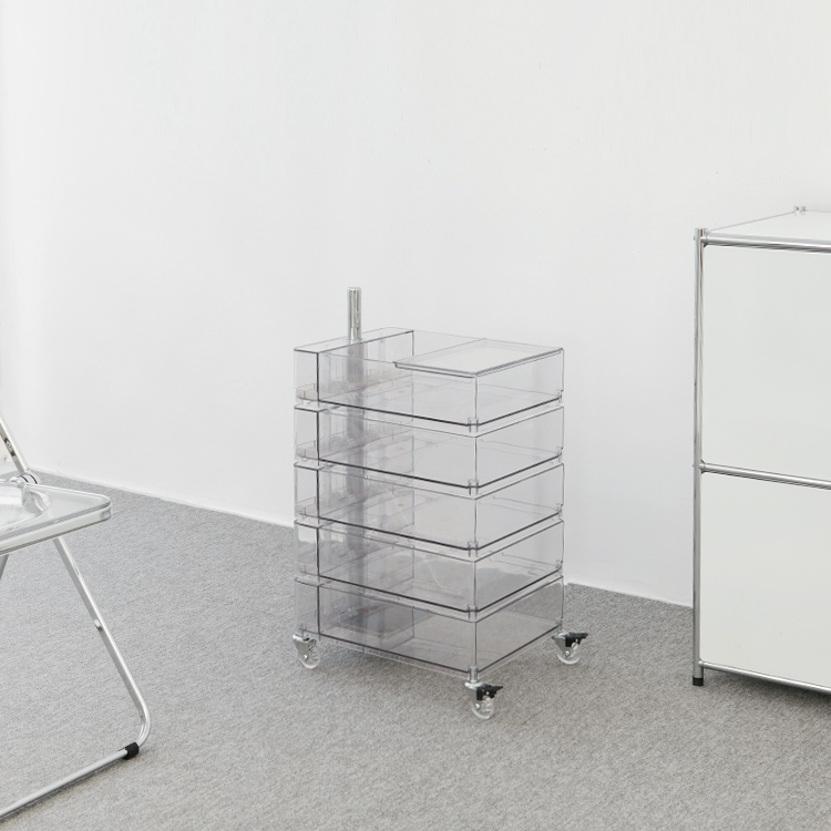 빙그리 회전서랍 트롤리 5단 투명화이트 1633.8761