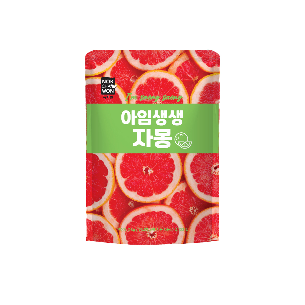 [녹차원] 아임생생 자몽 파우치형 2KG 과일청 수제청 카페용