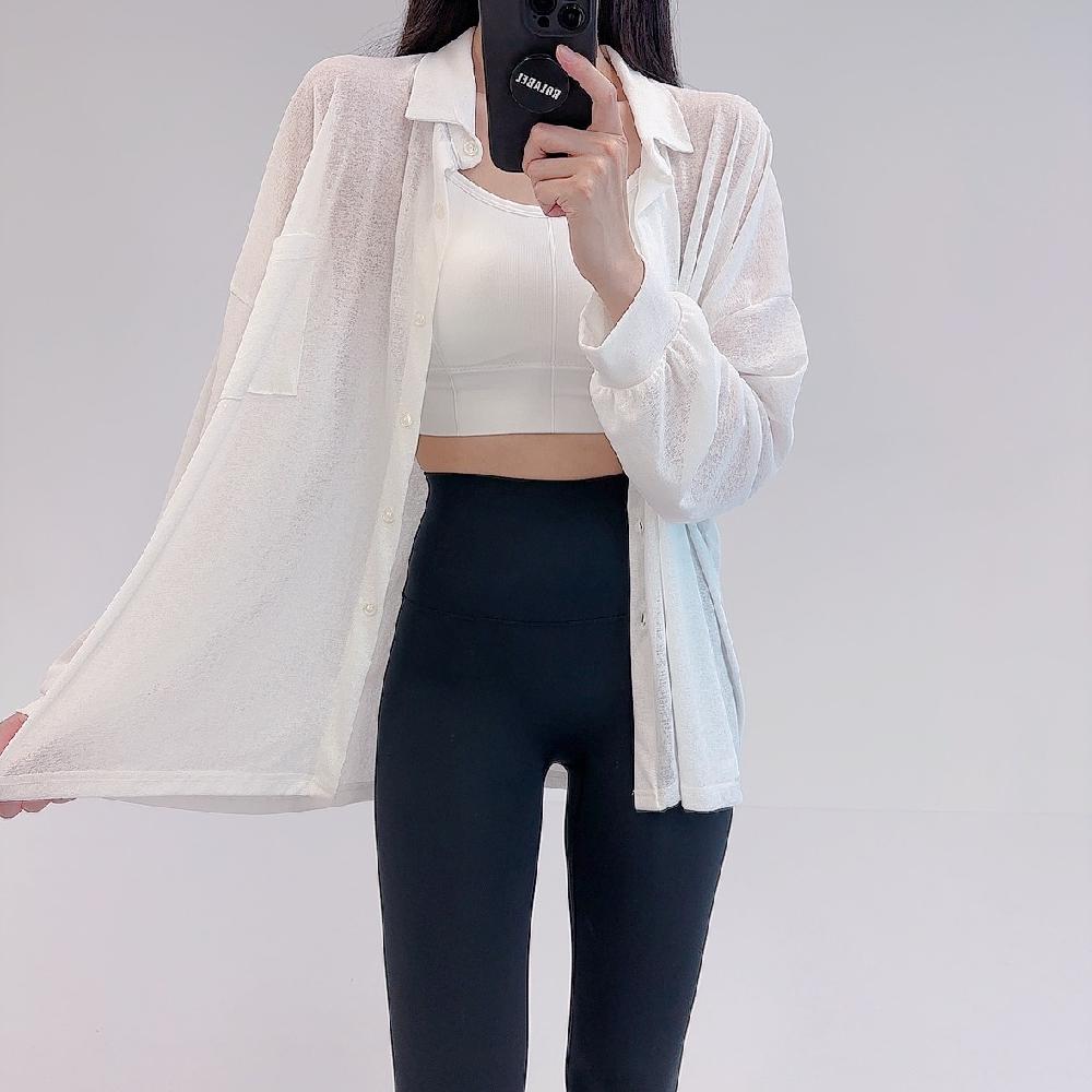 로라벨 슬릿 박시 박스 루즈핏 셔츠 남방 여름 블라우스 거즈 시스루 비치 썸머 롱 오버핏 - 상세 이미지 5