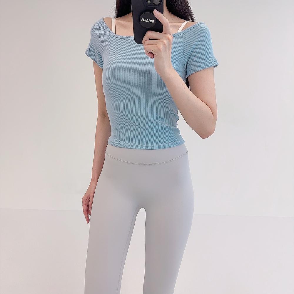 로라벨 밀트 필라테스복 여성 요가복 필라테스 요가 상의 옷 커버업 운동복 여름 반팔 크롭 - 상세 이미지 2