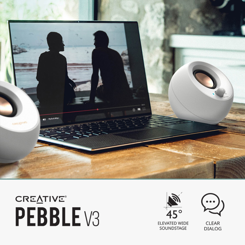 크리에이티브 PEBBLE V3 화이트 스피커 (블루투스,USB,AUX 지원) 사진 4