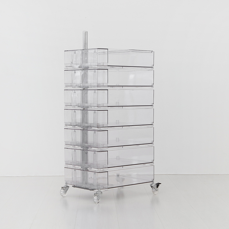 빙그리 회전서랍 트롤리 7단 투명화이트 6522.3514