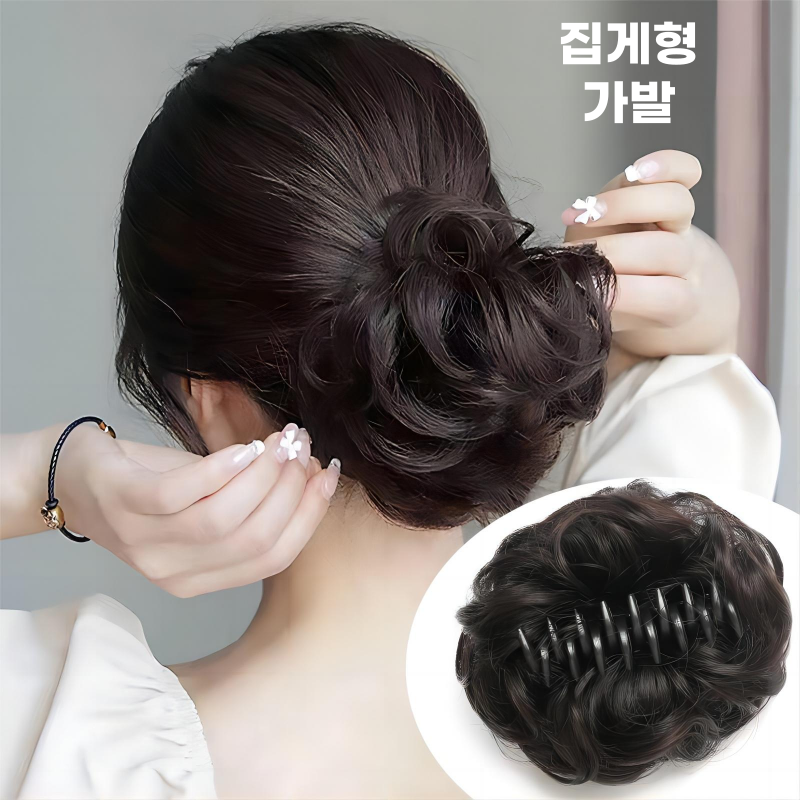 애니윙 가발 부분가발 올림머리 혼주 여자 똥머리 가발 - 상세 이미지 2