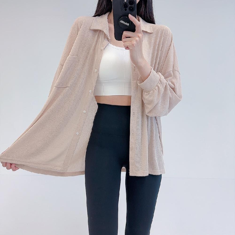 로라벨 슬릿 박시 박스 루즈핏 셔츠 남방 여름 블라우스 거즈 시스루 비치 썸머 롱 오버핏 이미지 3