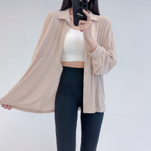 로라벨 슬릿 박시 박스 루즈핏 셔츠 남방 여름 블라우스 거즈 시스루 비치... 착용 후기 | 사이즈/핏 총정리 - 상품 이미지 3