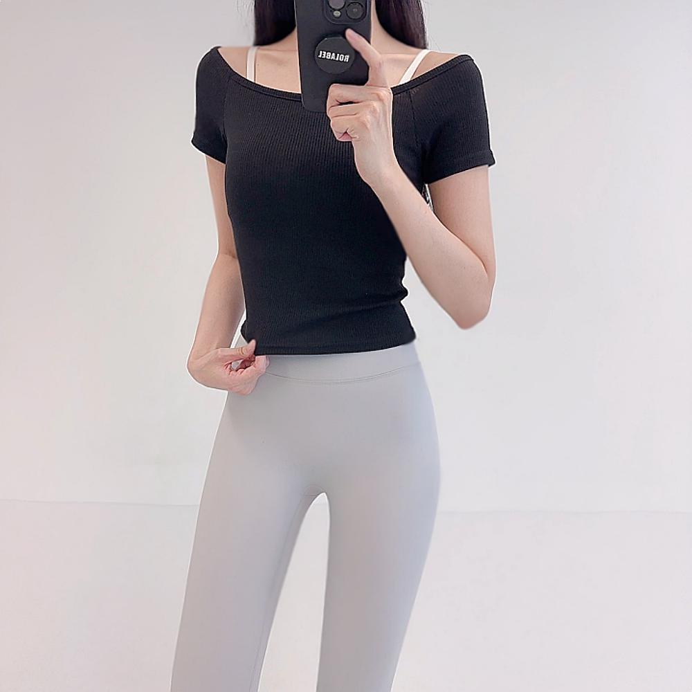 로라벨 밀트 필라테스복 여성 요가복 필라테스 요가 상의 옷 커버업 운동복 여름 반팔 크롭 - 메인 이미지