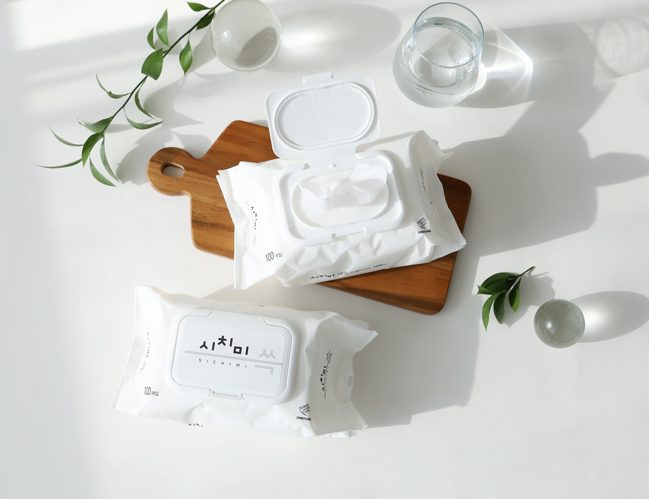 한스웰 물티슈 시치미 대용량 캡형 두꺼운 엠보싱 100매 10팩