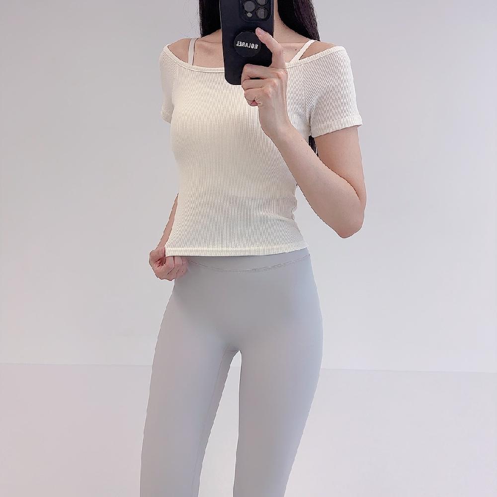 로라벨 밀트 필라테스복 여성 요가복 필라테스 요가 상의 옷 커버업 운동복 여름 반팔 크롭 - 상세 이미지 4