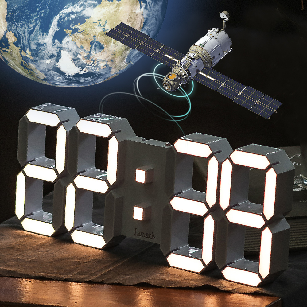국산 루나리스 GPS 전파 수신 LED 벽걸이시계 개업 선물 사무실 디지털 전자 38cm