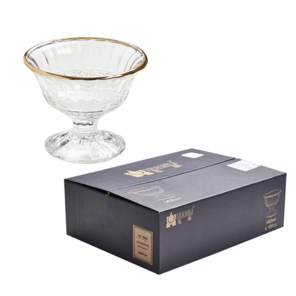 빈티지 디저트볼 GOLD 아이스크림볼 아포가토 요거트볼 시리얼 유리(6P세트) 102x83mm (150ml) : 세미주방