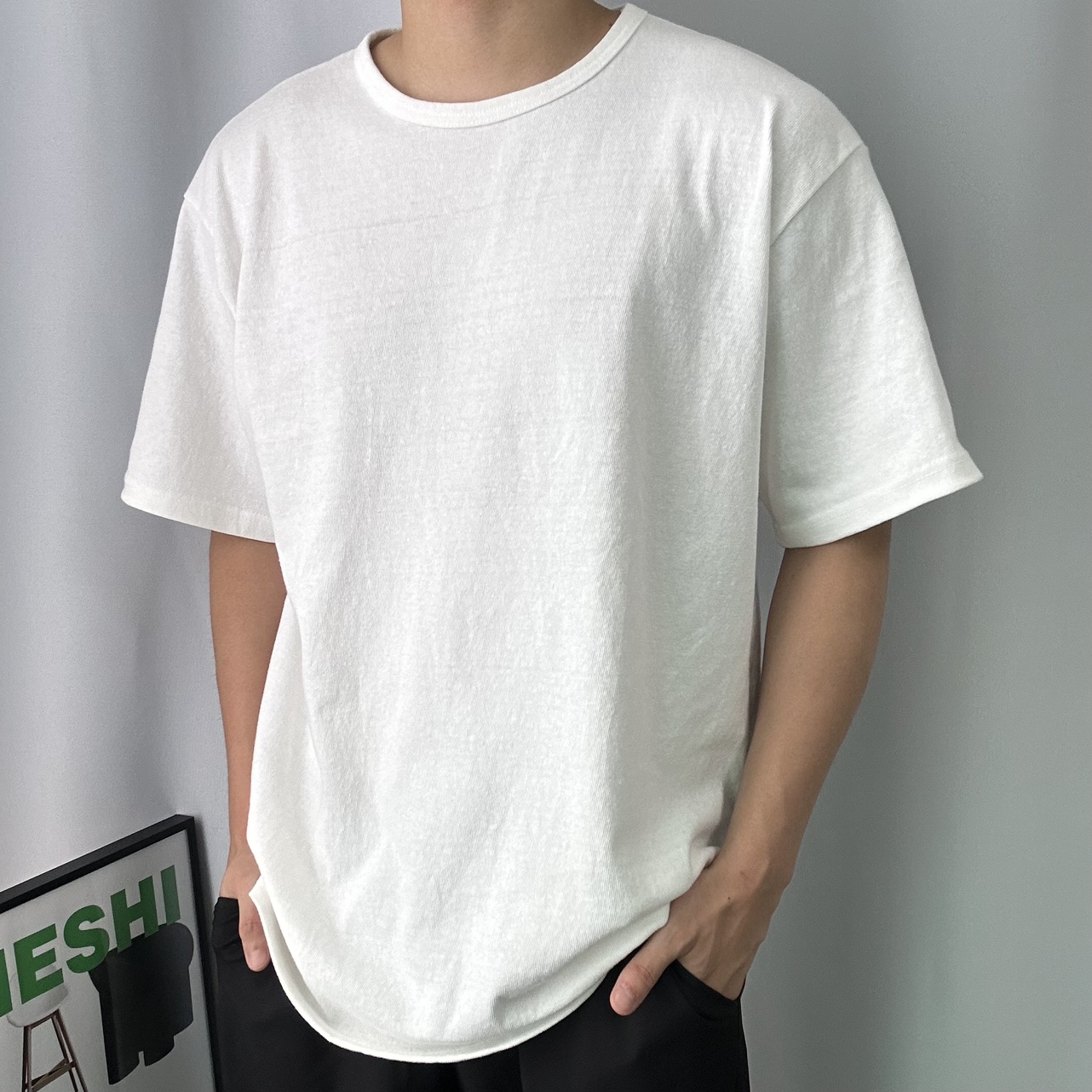 남자흰티 10수반팔 두꺼운반팔티 - 상세 이미지 4