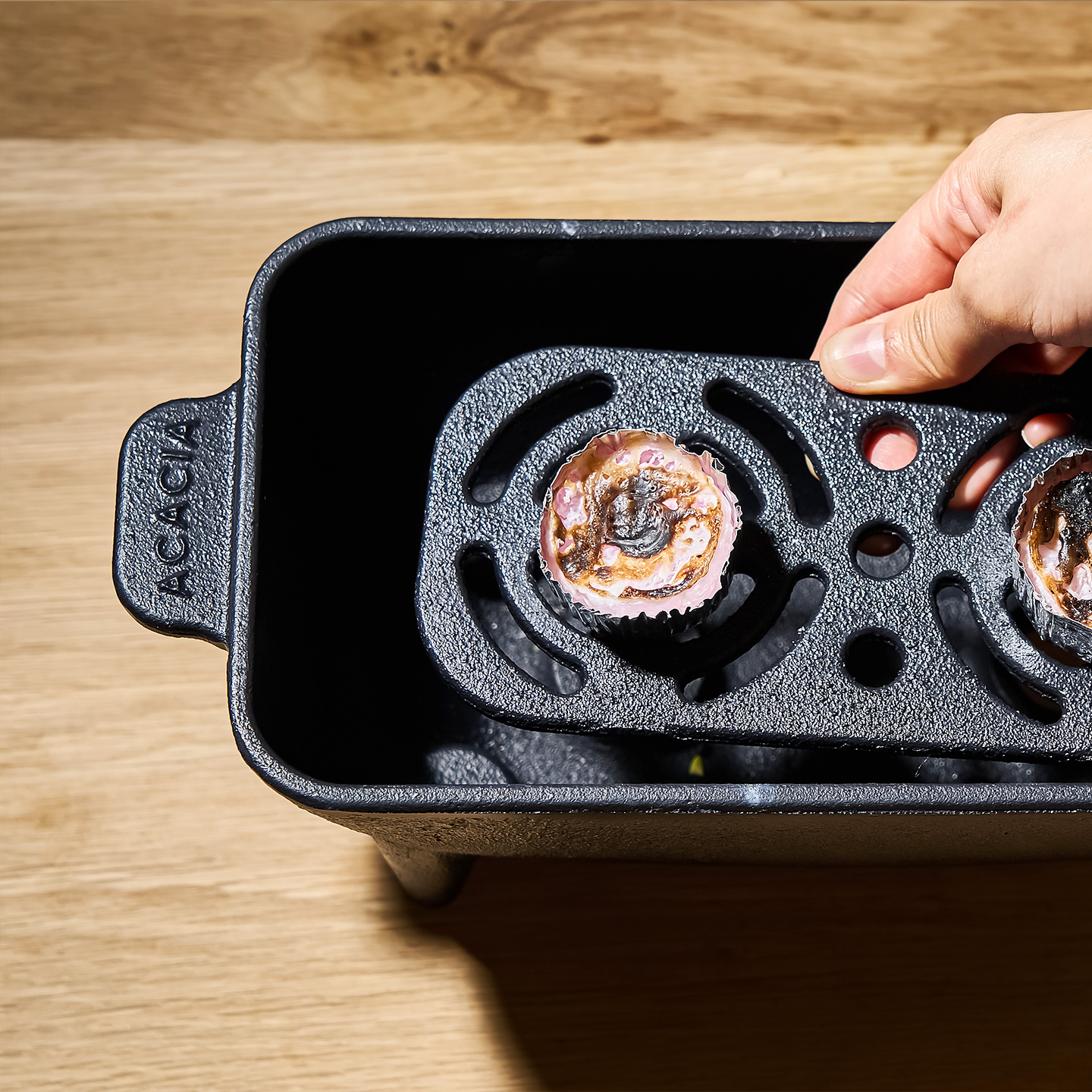 아카시아홈 1인 2인 미니화로 가정용 일본식 사각 캠핑화로대 불판 무쇠 주물