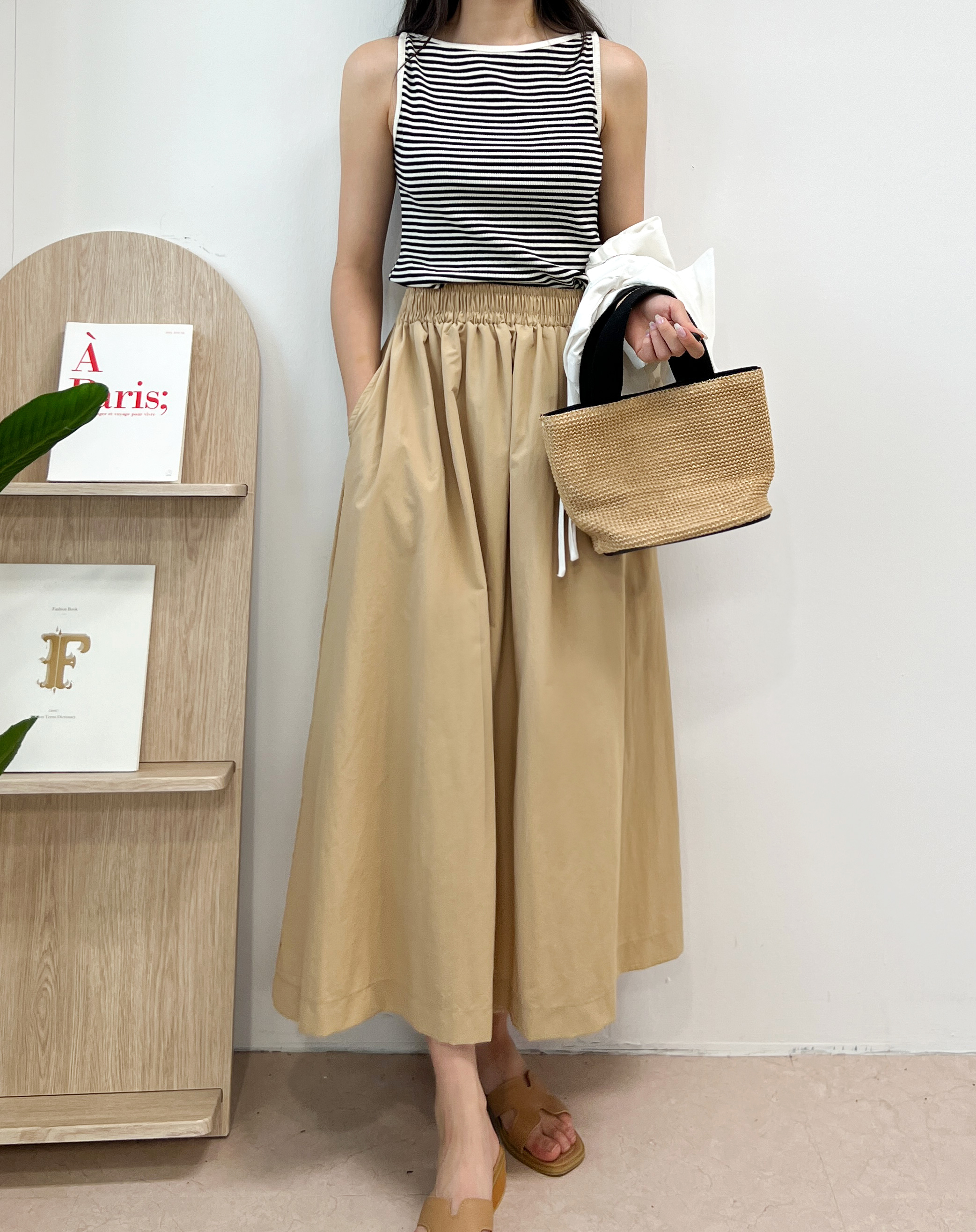 셀리프 데일리 바스락 A라인 밴딩 롱 스커트 - 메인 이미지