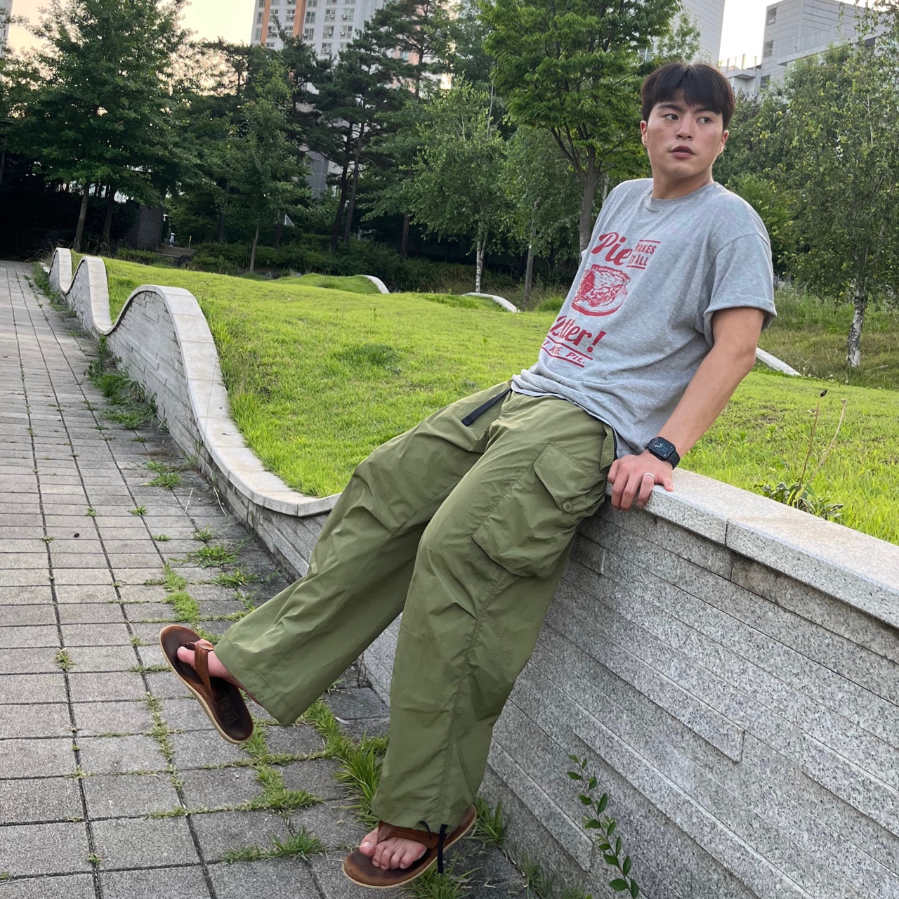 남자나일론카고팬츠 바스락 와이드팬츠 이미지 8