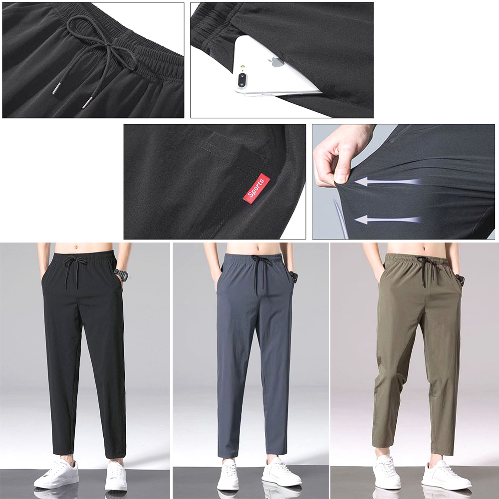 남성 통기성 슬랙스팬츠 여름 나일론 스판 경량 냉감바지 - 상품 이미지