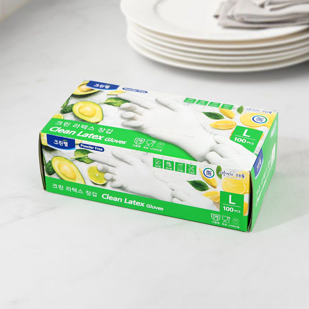 크린랲 크린 라텍스 장갑 대 100매 요리 청소 미용 라텍스장갑