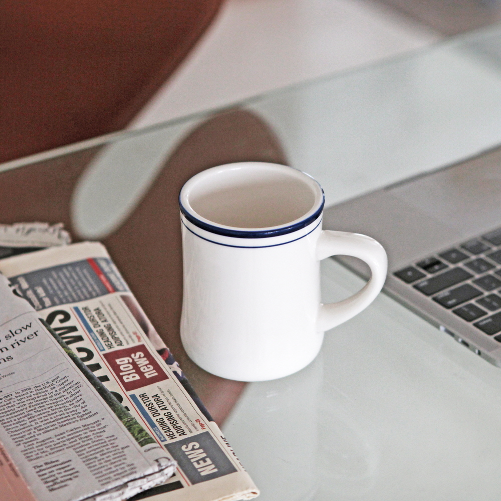 시라쿠스 뉴욕 킹스인 레트로 빈티지 브런치 카페 도자기 / 오목 머그 400ml