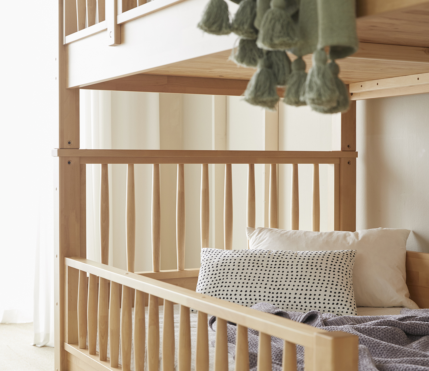 우드몽드 국내제작 자작나무 원목 수납형계단사다리 2층침대 1층 가드,하단 서랍 미포함