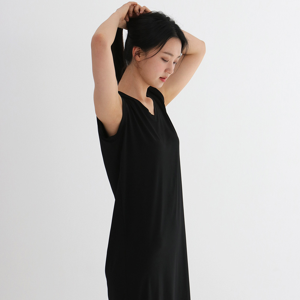 1+1 이그잼플 여름 냉감 블랙 롱원피스 레이어드 냉장고