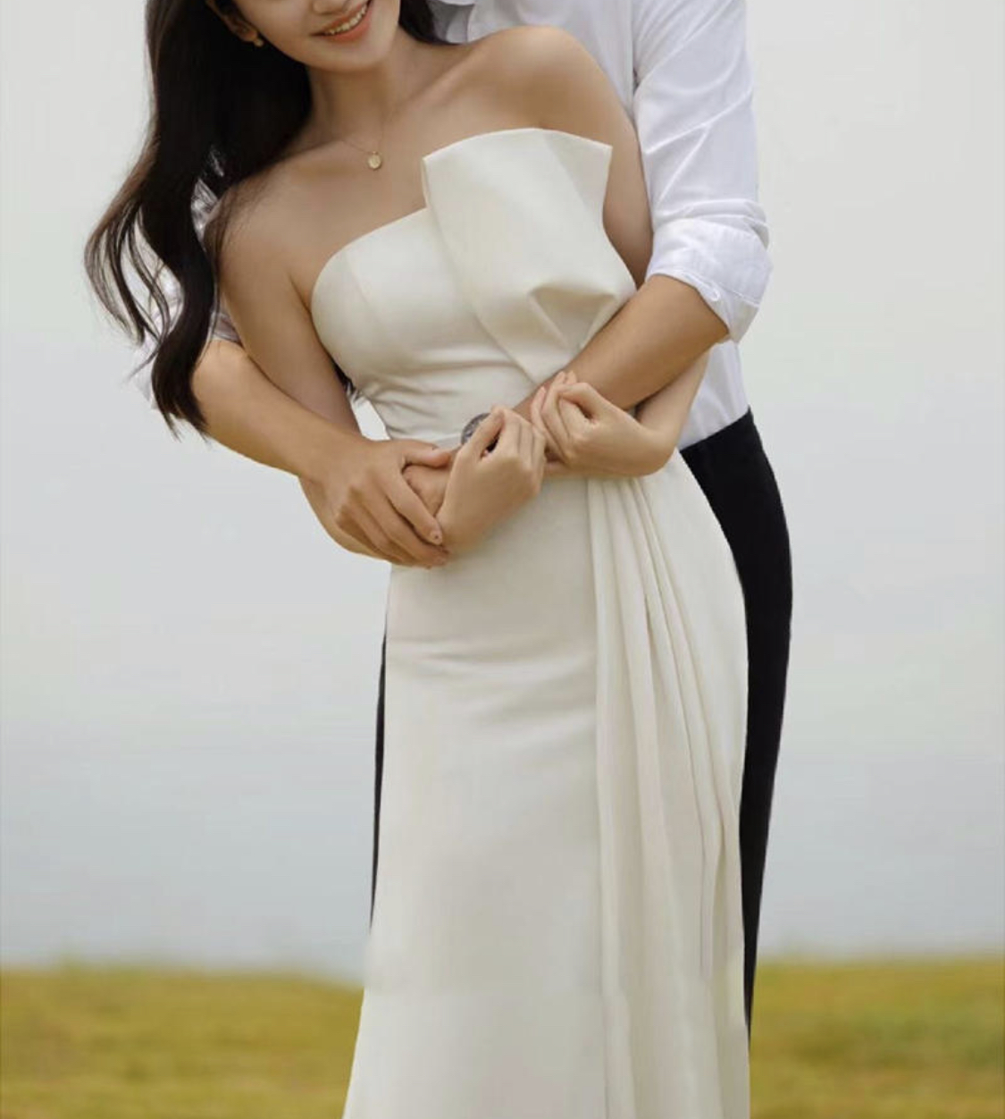 스몰웨딩 리본 튜브탑 화이트드레스 새틴셀프웨딩드레스 이미지 2