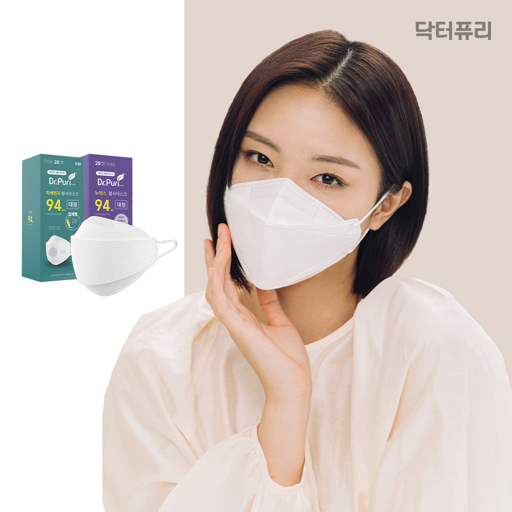 닥터퓨리 KF94 황사마스크 오리지널/뉴에스 대형 개별포장 초록색, 20개