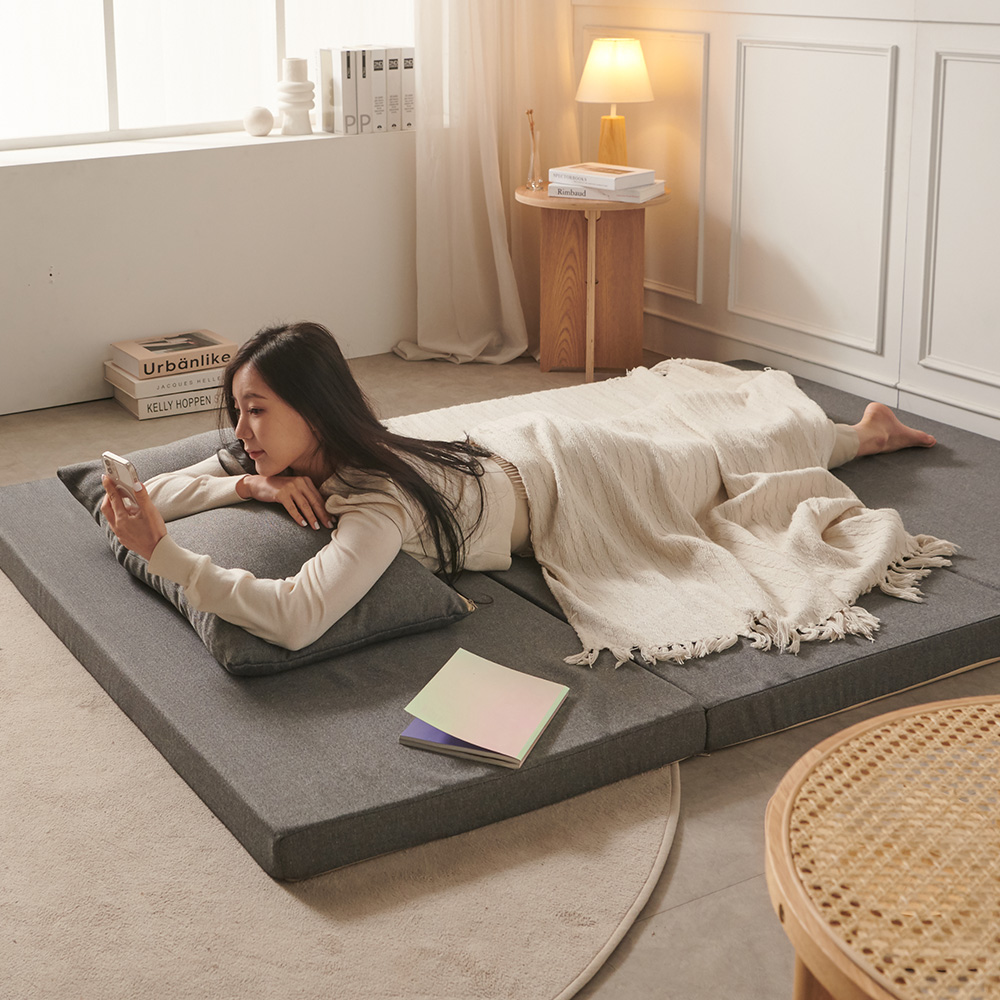 서광퍼니처 휴폴드 허리에좋은 HR황토폼 3단 바닥 접이식 토퍼 방수 매트리스 멀티싱글