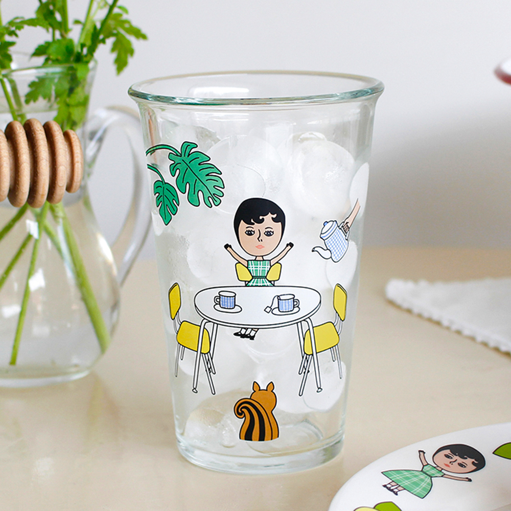 1537 롱 글라스 컵 (2종)  홈카페 아아컵 대용량 유리컵 텀블러